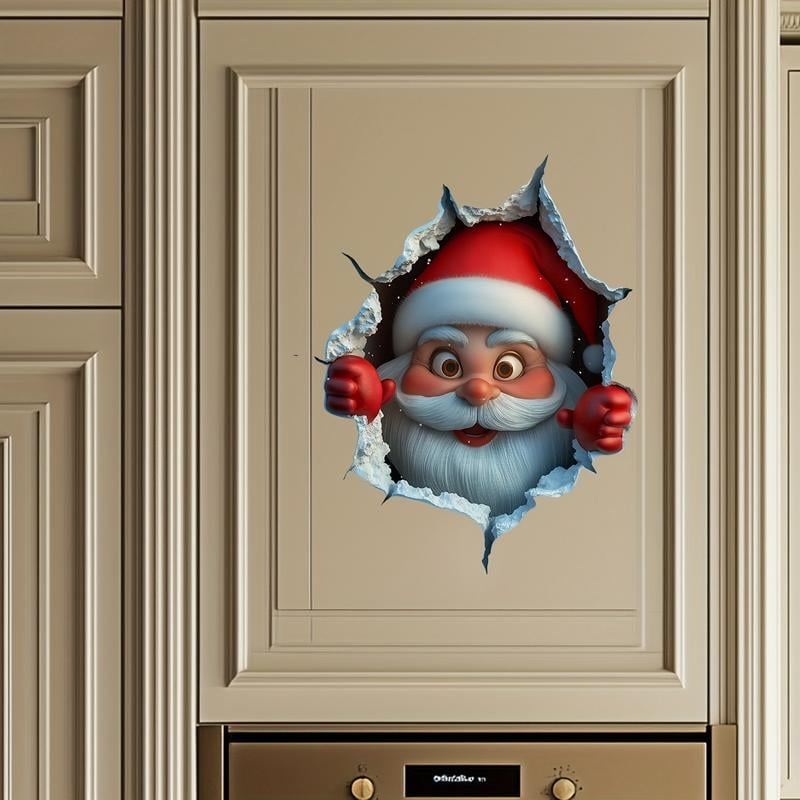 🎄🎅Christmas Creative Wall Sticker, Santa Claus Cartoon Design, Holiday Home Decor