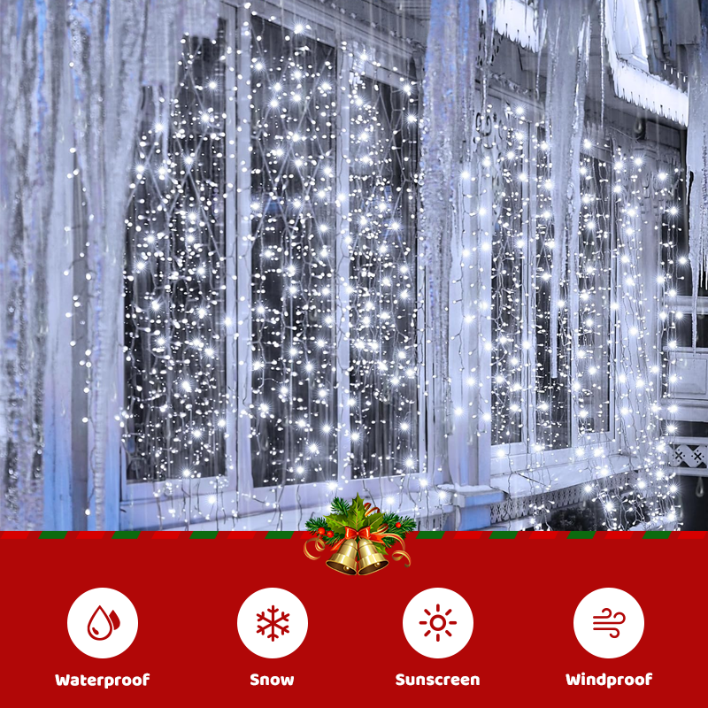 ❄️ 300-LED Waterfall Curtain Lights🎄
