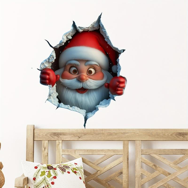 🎄🎅Christmas Creative Wall Sticker, Santa Claus Cartoon Design, Holiday Home Decor