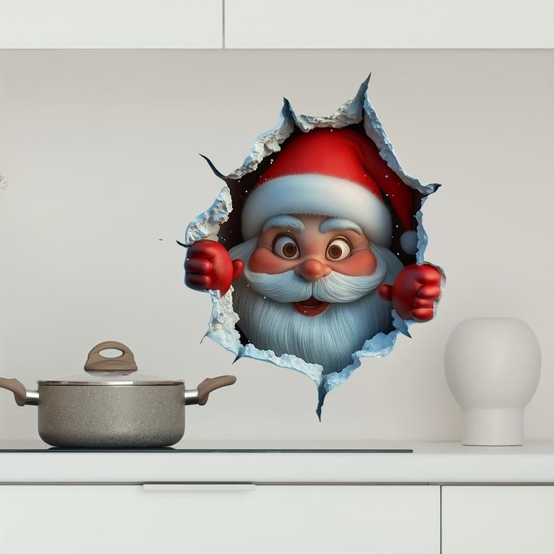 🎄🎅Christmas Creative Wall Sticker, Santa Claus Cartoon Design, Holiday Home Decor