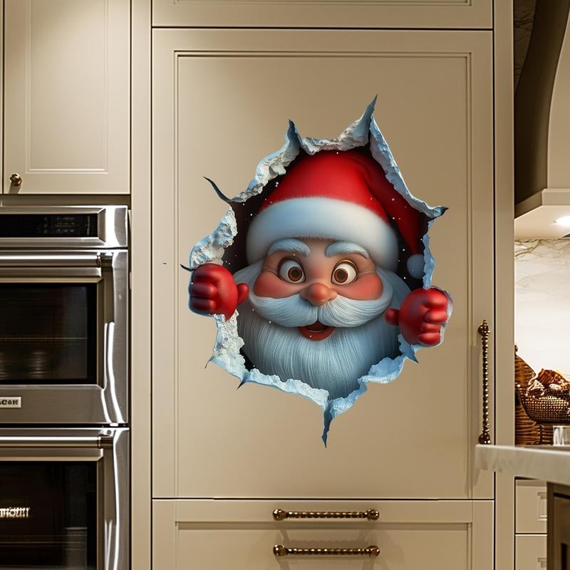 🎄🎅Christmas Creative Wall Sticker, Santa Claus Cartoon Design, Holiday Home Decor