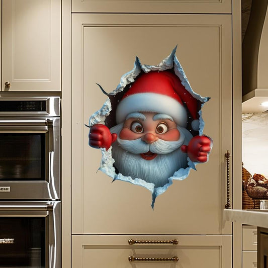 🎄🎅Christmas Creative Wall Sticker, Santa Claus Cartoon Design, Holiday Home Decor