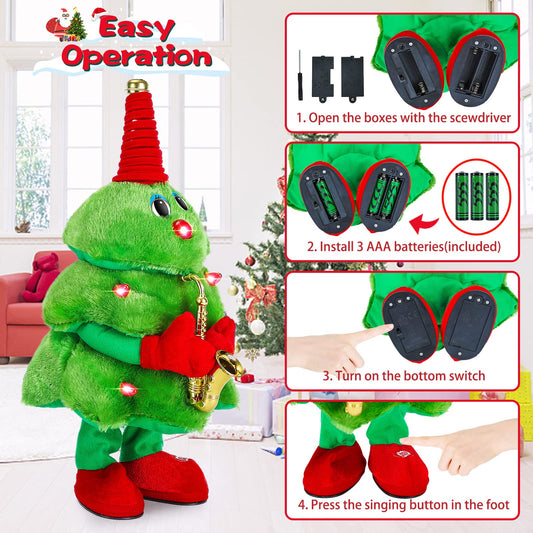 🎅Singing & Dancing Christmas Tree Plush Toy with Lights