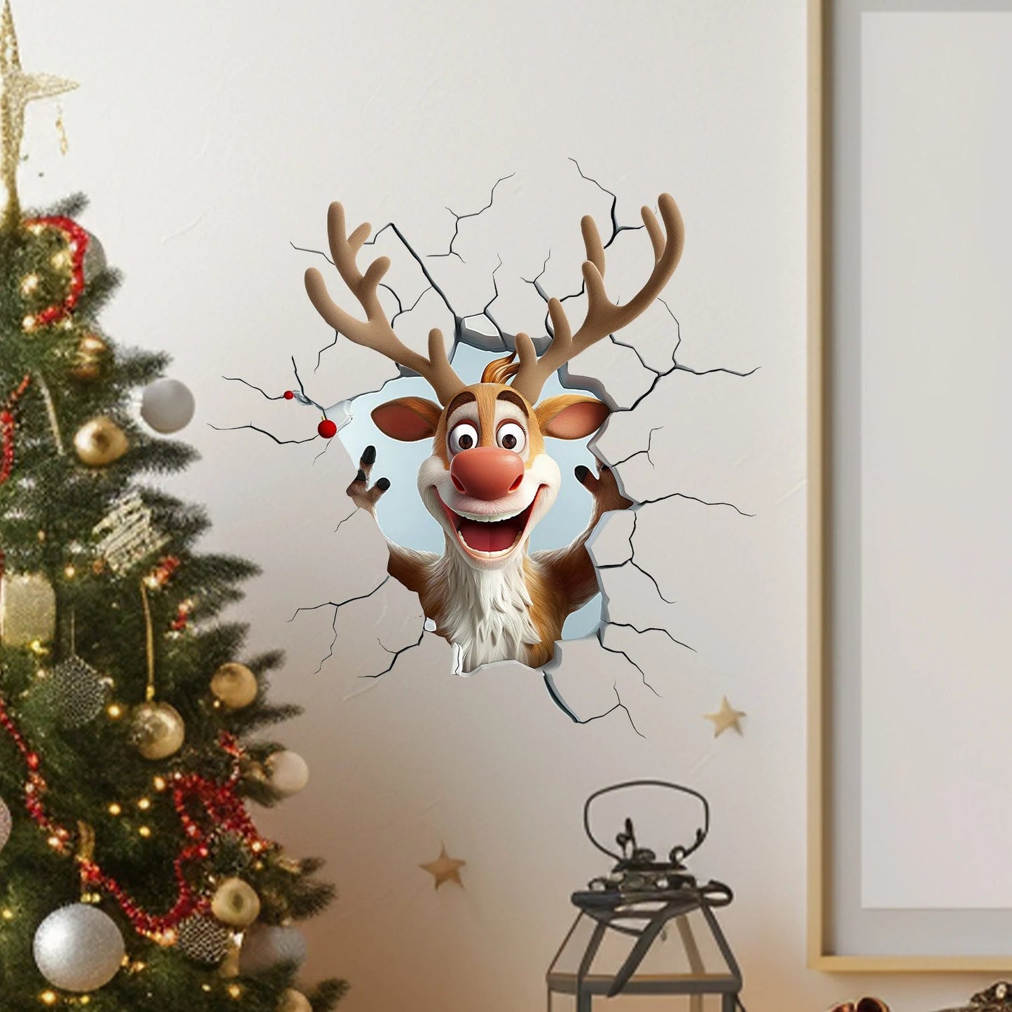 🎄🎅Christmas Creative Wall Sticker, Santa Claus Cartoon Design, Holiday Home Decor
